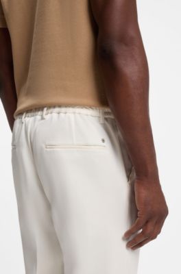 Modern-fit twill broek van elastische keperstof, Naturel