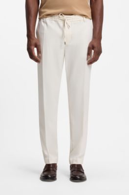 Modern-fit trousers in stretch twill, Natural