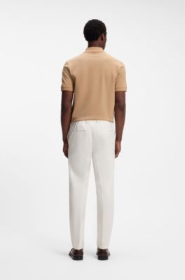 Modern-fit twill broek van elastische keperstof, Naturel