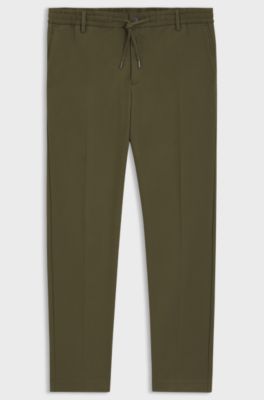 Modern-fit twill broek van elastische keperstof, Kaki