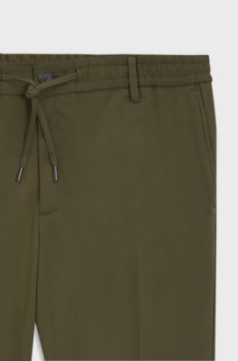 Modern-fit twill broek van elastische keperstof, Kaki