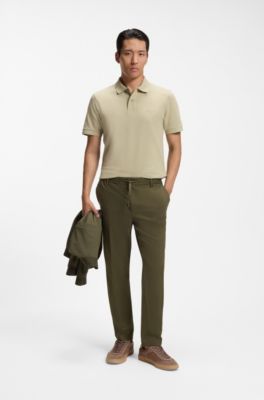 Modern-fit twill broek van elastische keperstof, Kaki