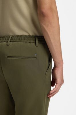 Modern-fit twill broek van elastische keperstof, Kaki