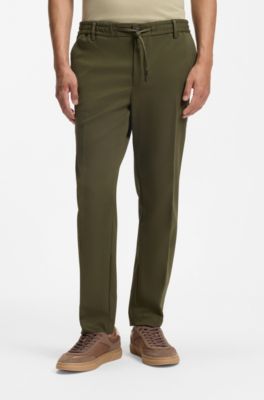 Modern-fit twill broek van elastische keperstof, Kaki