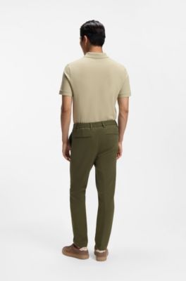 Modern-fit twill broek van elastische keperstof, Kaki