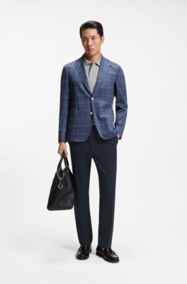 Modern-fit trousers in stretch twill, Dark Blue