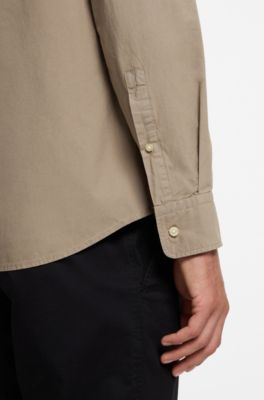 Regular-fit cotton shirt, Light Brown