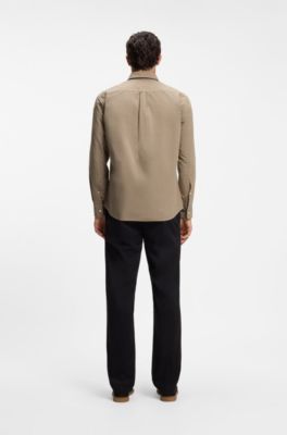 Regular-fit cotton shirt, Light Brown