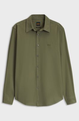 Regular-fit cotton shirt, Dark Green