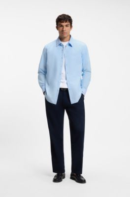 Regular-fit cotton shirt, Light Blue