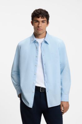 Regular-fit cotton shirt, Light Blue