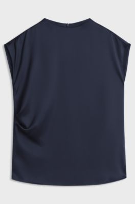 High-neck satin top , Dark Blue