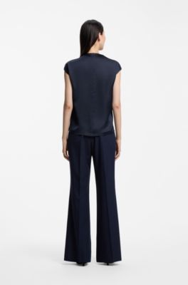 High-neck satin top , Dark Blue