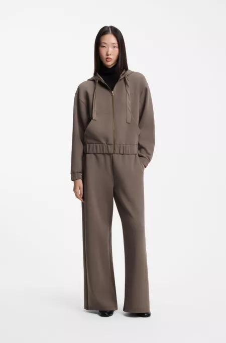 Relaxed-Fit Hoodie mit Reißverschluss und Satin-Tunnelzug