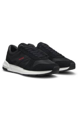Suede-trim trainers with logo details 1