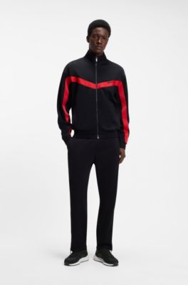 Suede-trim trainers with logo details, Black