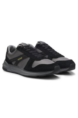 Suede-trim trainers, Grey