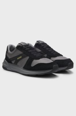Suede-trim trainers, Grey