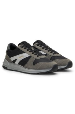 Suede-trim trainers