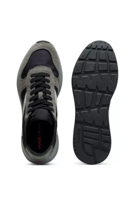 Baskets à empiècements en cuir suédé avec logos