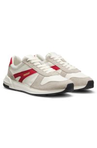 Sneakers met su&egrave;de afwerking en logodetails, Wit