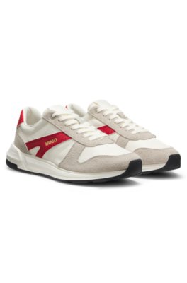 Suede-trim trainers