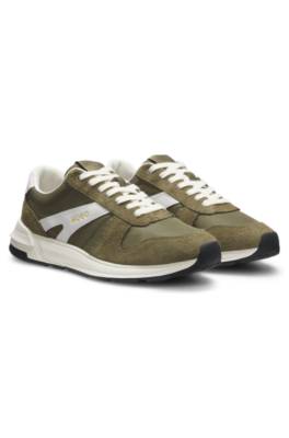 Suede-trim trainers with logo details 1
