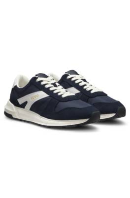 Suede-trim trainers with logo details 1