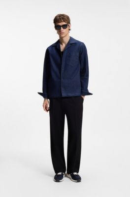 Suede-trim trainers with logo details, Dark Blue