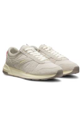 Textured-suede trainers with logo details 1