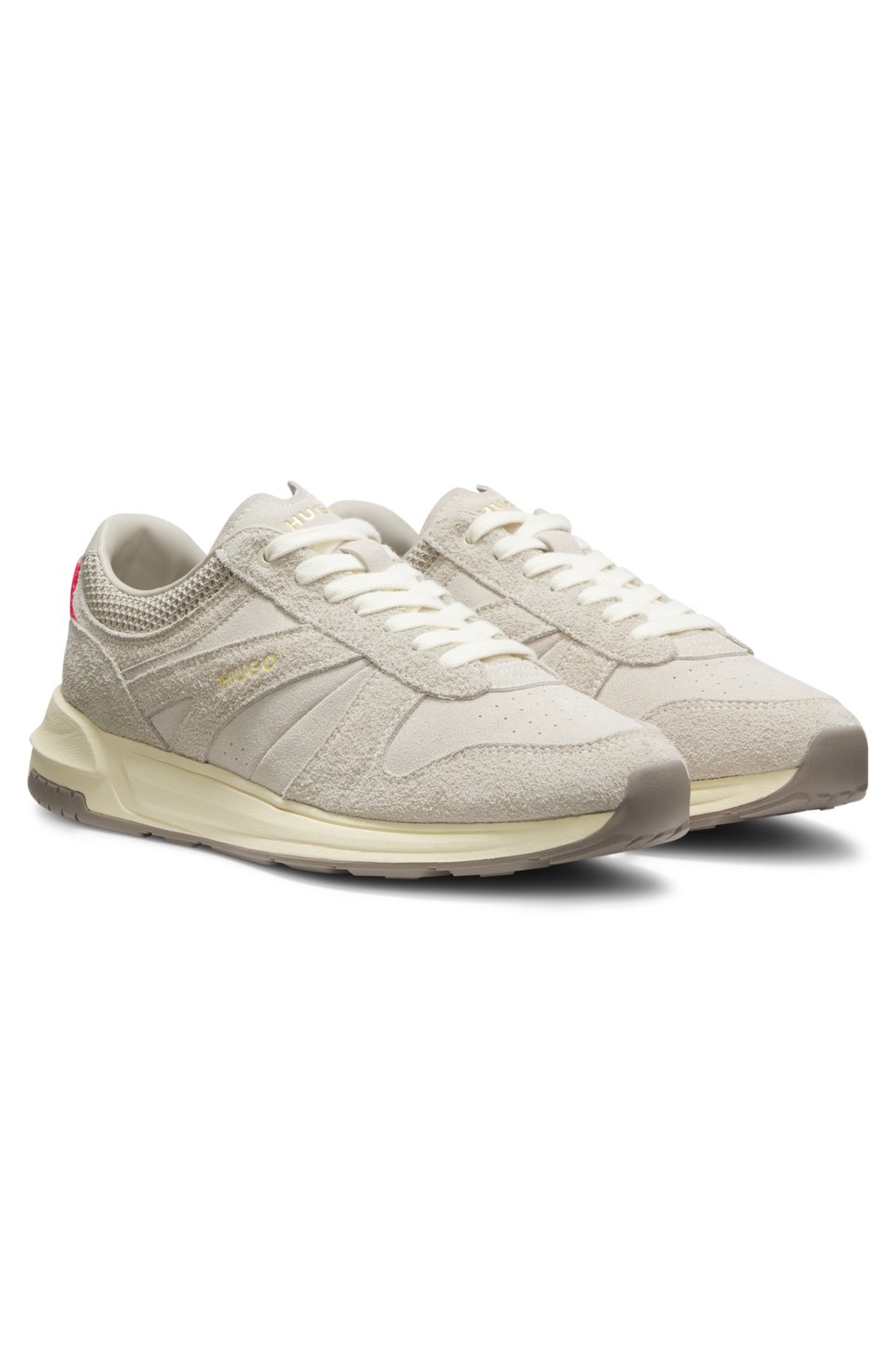 Textured-suede trainers with logo details