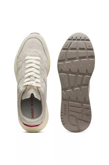 Baskets en cuir suédé texturé avec logos