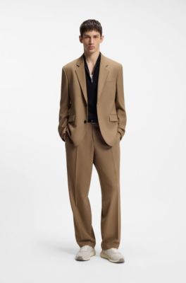 Baskets en cuir su&eacute;d&eacute; textur&eacute; avec logos, Beige clair