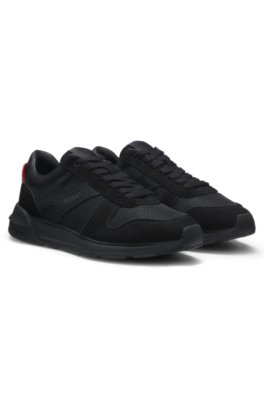 Monogram-jacquard trainers with faux-suede trims