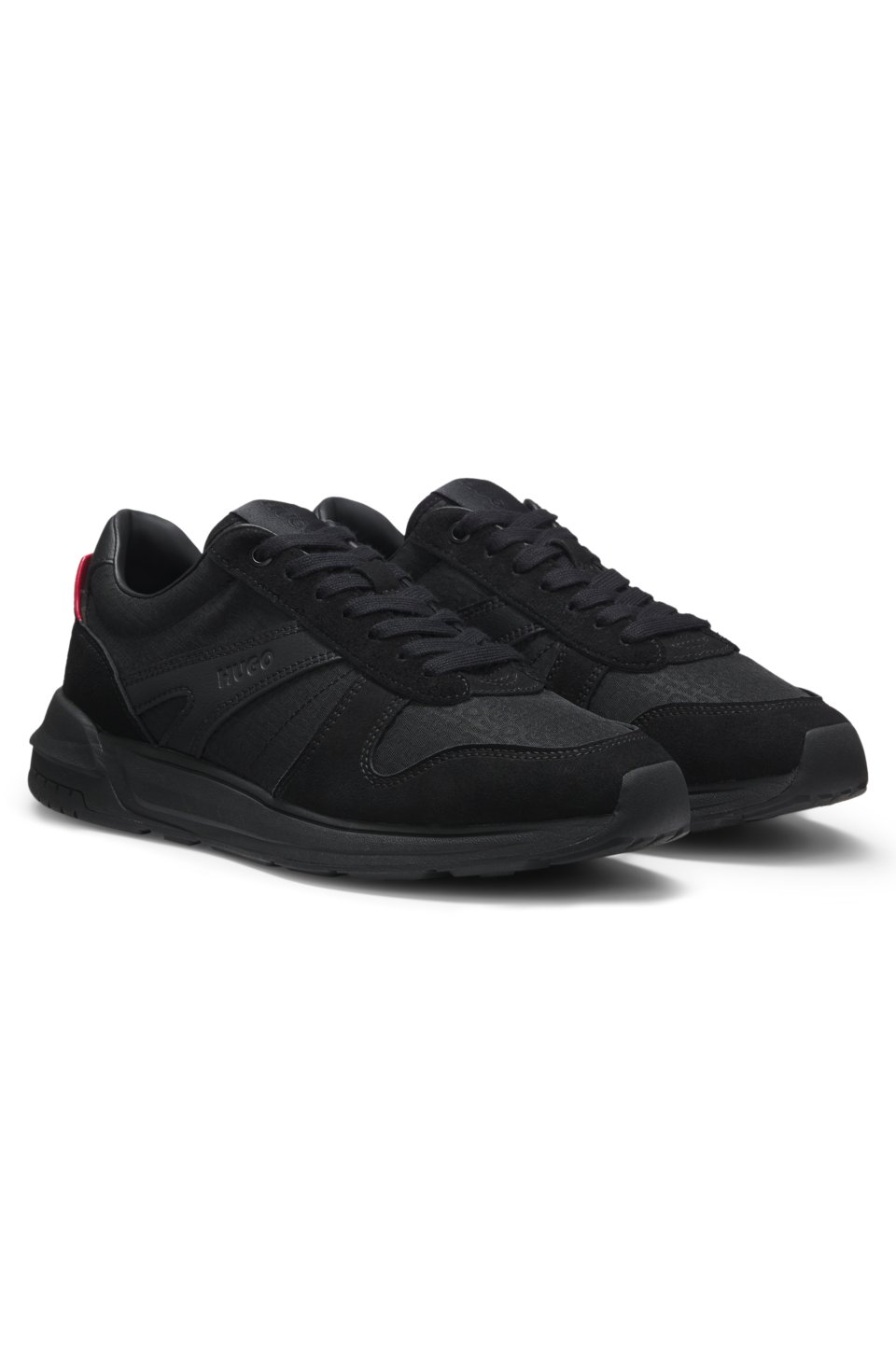 Monogram-jacquard trainers with faux-suede trims