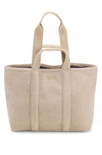 Cabas en tissu textur&eacute; avec logo en gomme, Beige clair