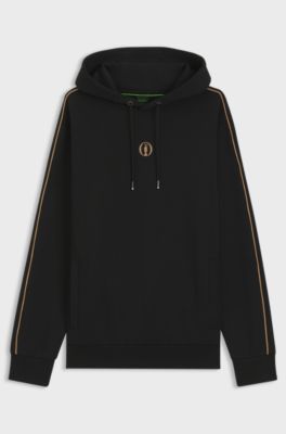 The Open cotton-blend hoodie with rear graphic, Black