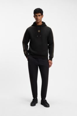 The Open cotton-blend hoodie with rear graphic, Black