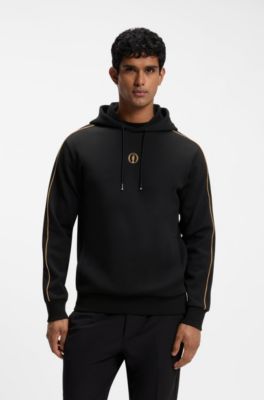 The Open cotton-blend hoodie with rear graphic, Black