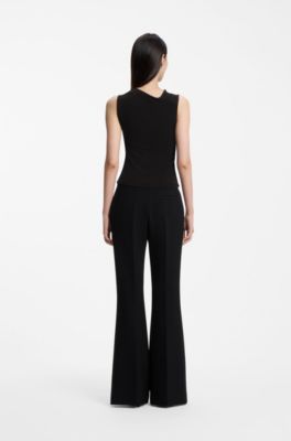 Slim-fit top in crepe with gathered details, Black