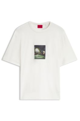 Relaxed-fit cotton T-shirt with photographic print, Natural