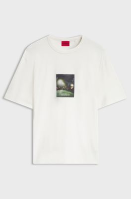 Relaxed-fit cotton T-shirt with photographic print, Natural