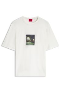 Relaxed-fit cotton T-shirt with photographic print, Natural