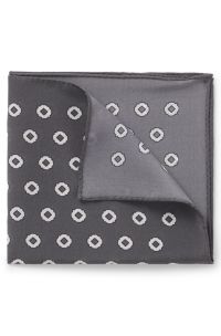 BOSS BY BECKHAM zijden pochet met digitale print, Grijs met dessin