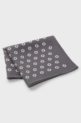 BOSS BY BECKHAM Pochette in seta con stampa digitale, Grigio a motivi