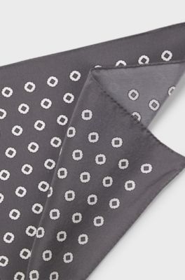 BOSS BY BECKHAM Pochette in seta con stampa digitale, Grigio a motivi