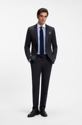 BOSS BY BECKHAM silk pocket square with digital print, Grey Patterned