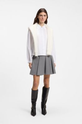 Structured leather knee-high boots with buckle, Black