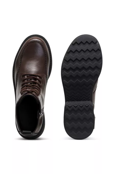 Bottines en cuir à lacets avec logo en creux