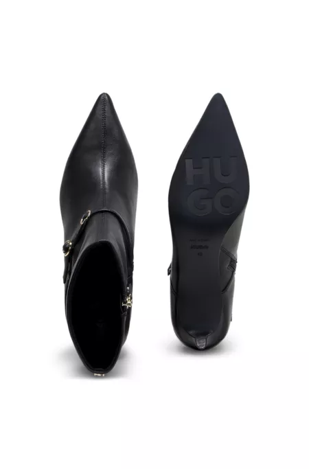 Leather ankle boots with a logo buckle